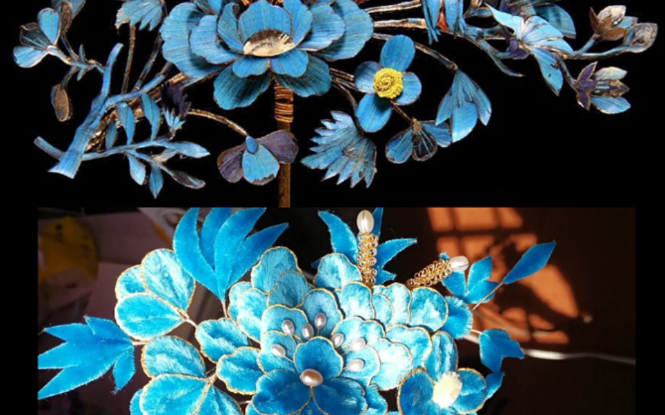 【绒花】仿点翠制作 仿故宫文物发簪第二弹 汉服配饰发簪发饰制作