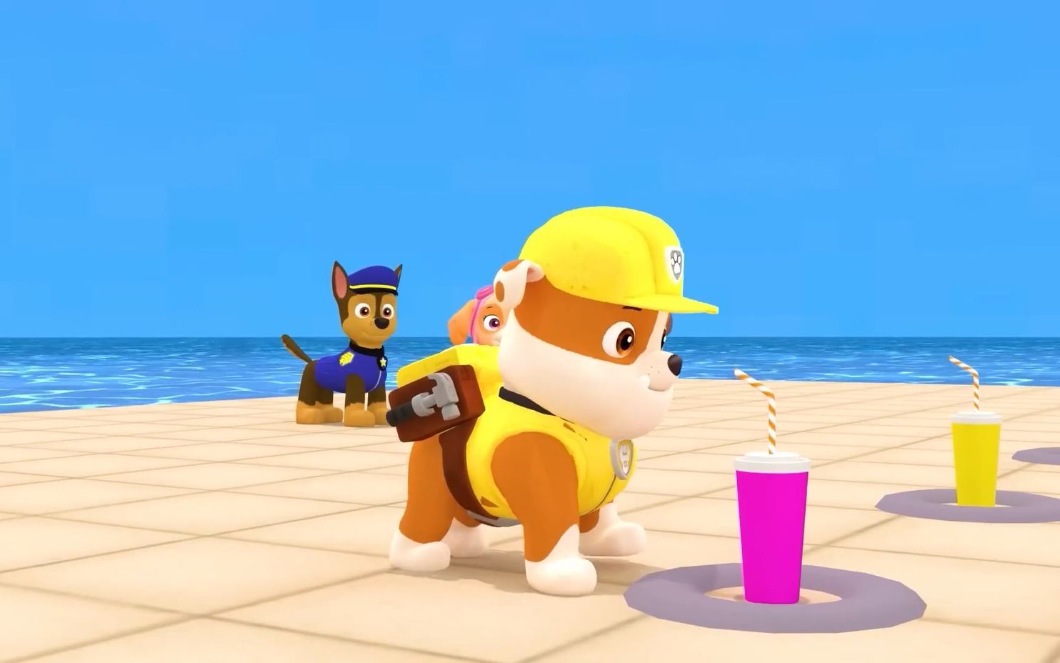 汪汪队立大功 毛毛小砾阿奇转盘闯关 看谁水上闯关最快吧