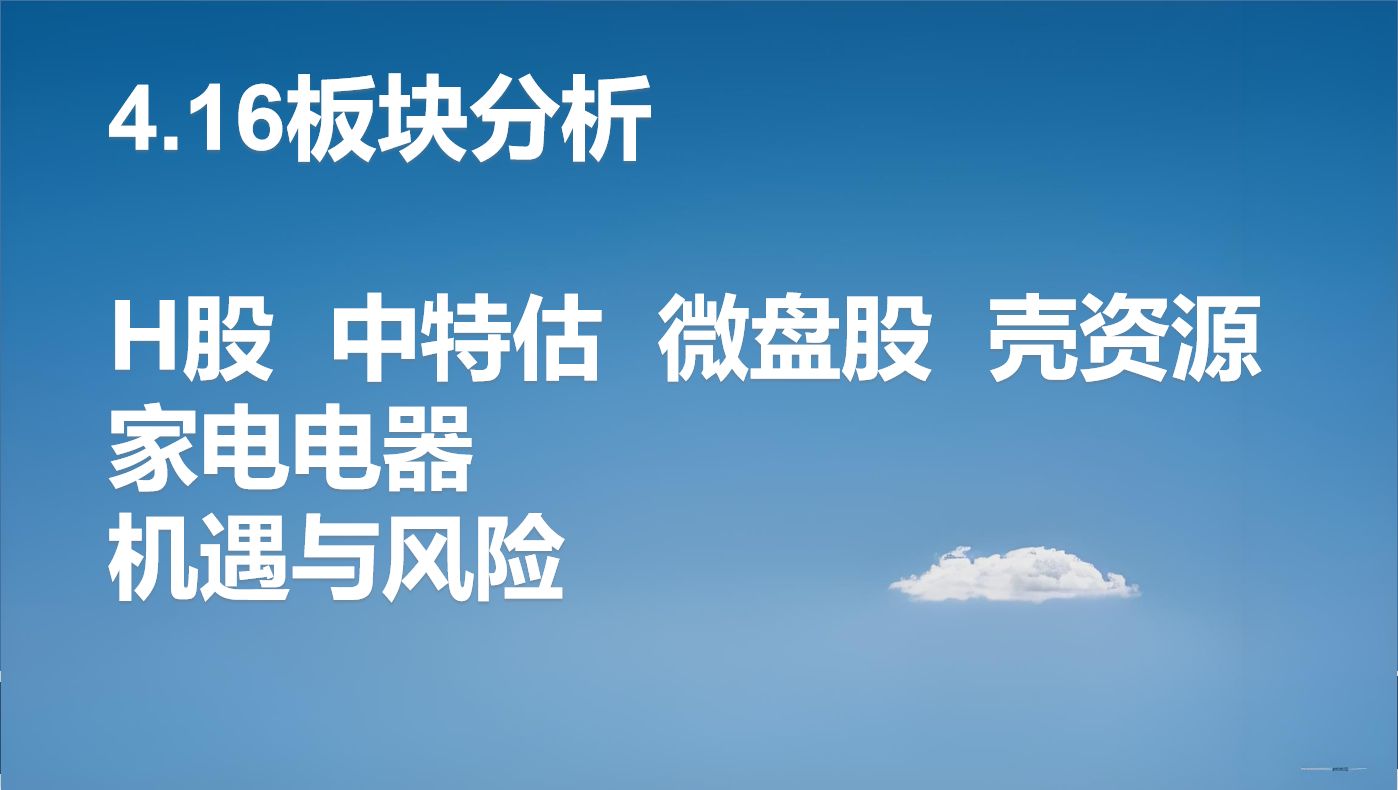 4.16板块分析:H股,中特估,家电电器,微盘股,壳资源哔哩哔哩bilibili