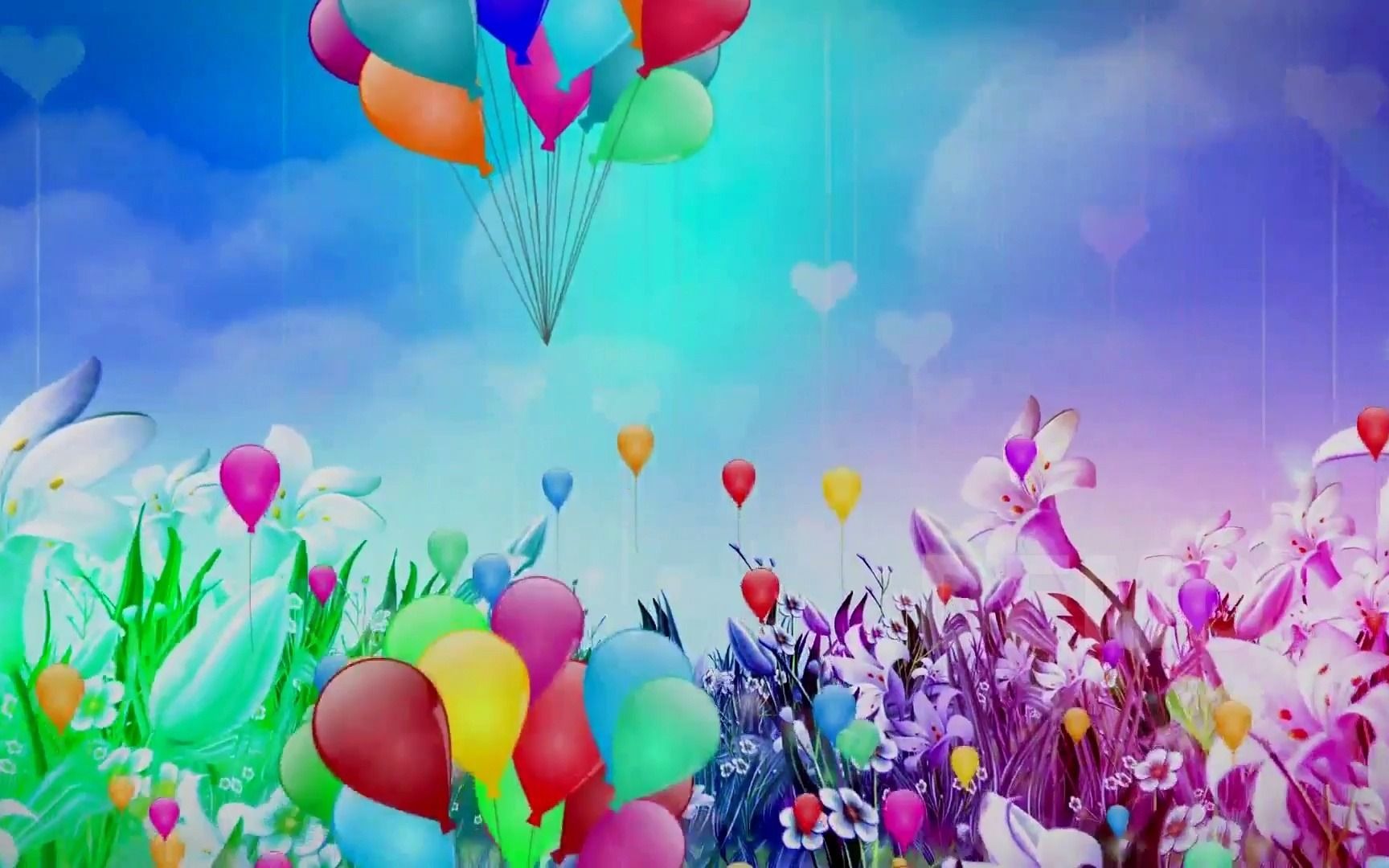 大屏素材s936六一儿童节气球花海晚会舞台led背景视频素材led视频舞台