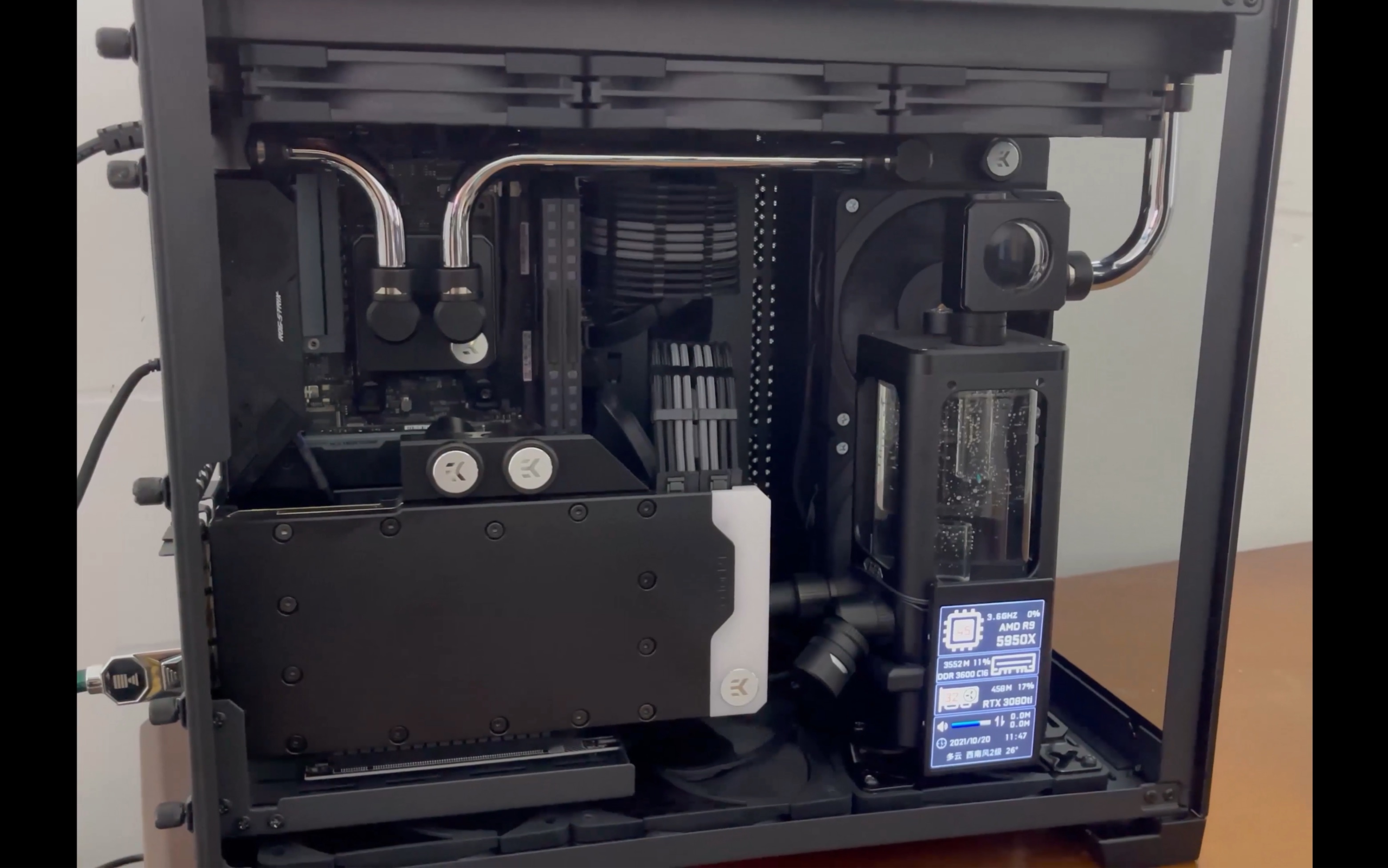 联力o11mini显卡竖装分体水冷方案