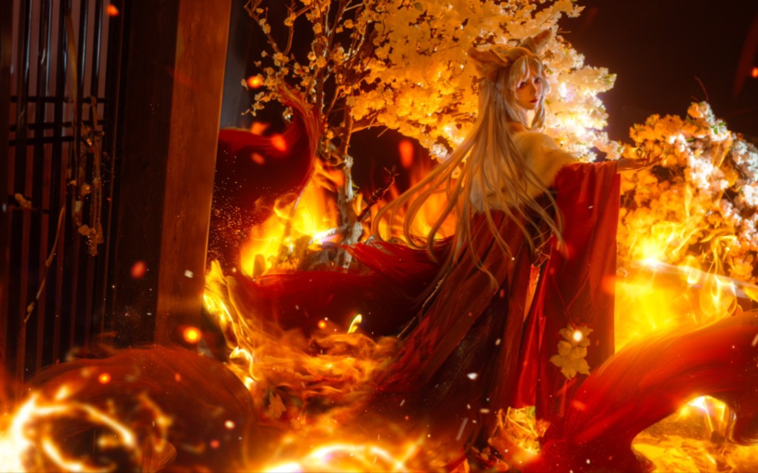 「愿落花,不再将我们分离|阴阳师丶本真三尾狐cos」