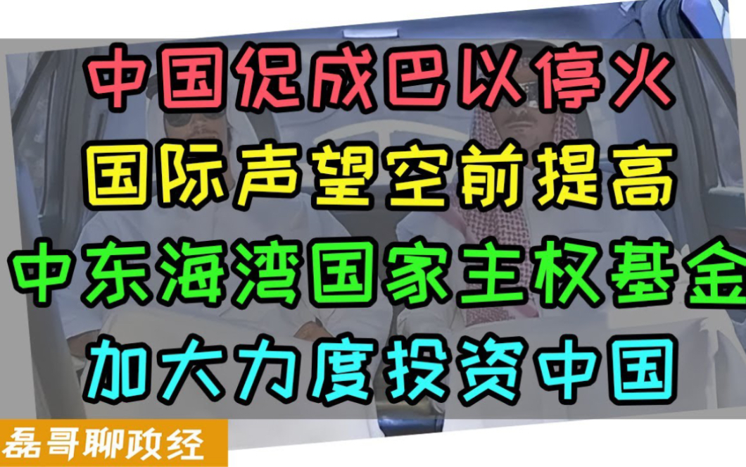 中国促成巴以停火国际声望空前提高!沙特阿联酋卡特尔等海湾国家主权基金加大力度投资中国、中东资本正在替代美国资本快速布局中国、新能源汽车,光...