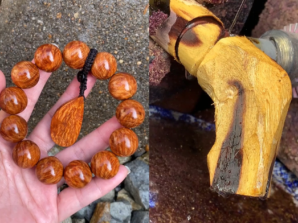 这是太行崖柏水波纹手串