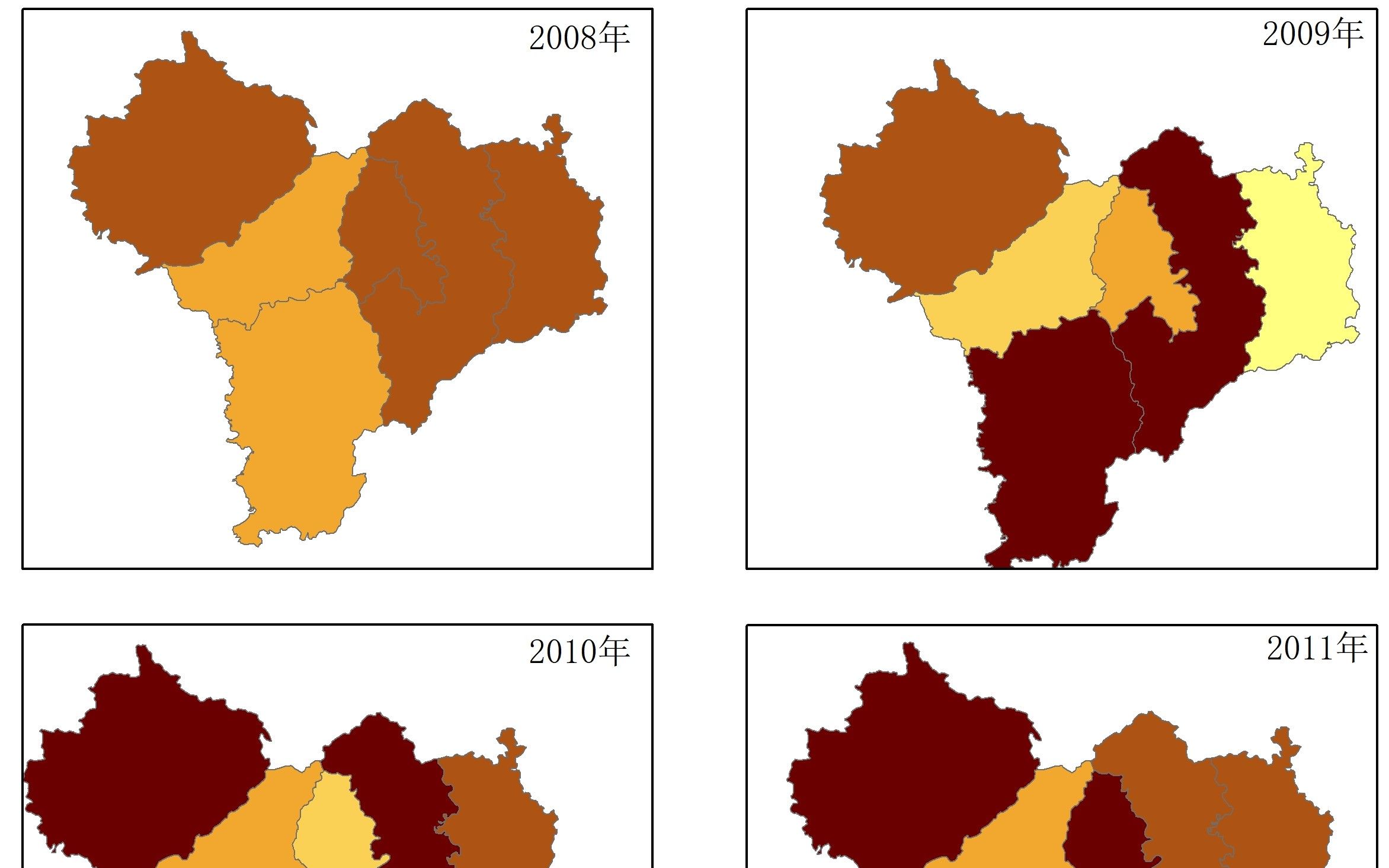 [图]【ArcGIS系列视频教程】65.制作**多年度对比图