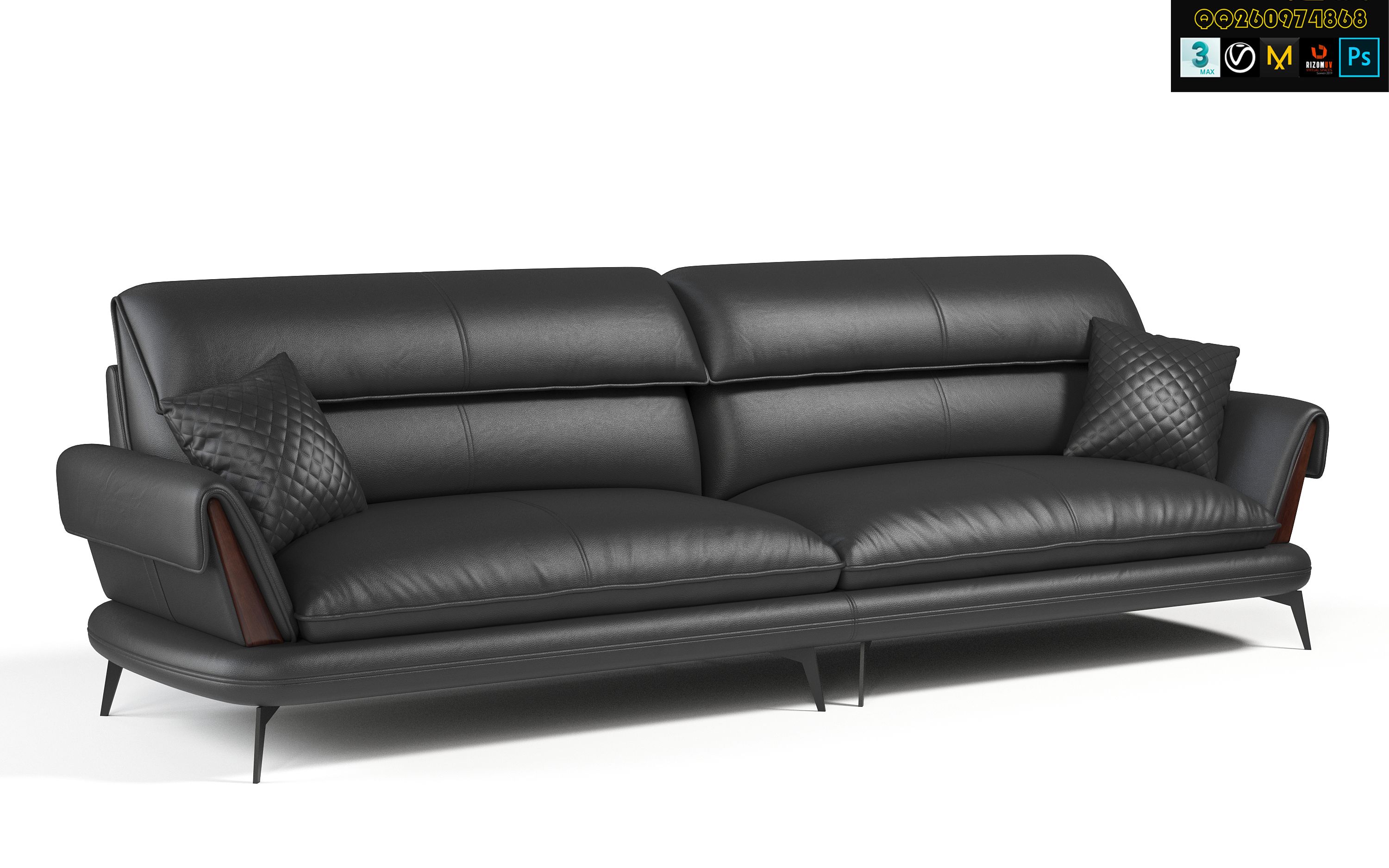 kuku家具建模3dsmaxmd建模案例22真皮沙发3dmax多边形软体硬表面布线