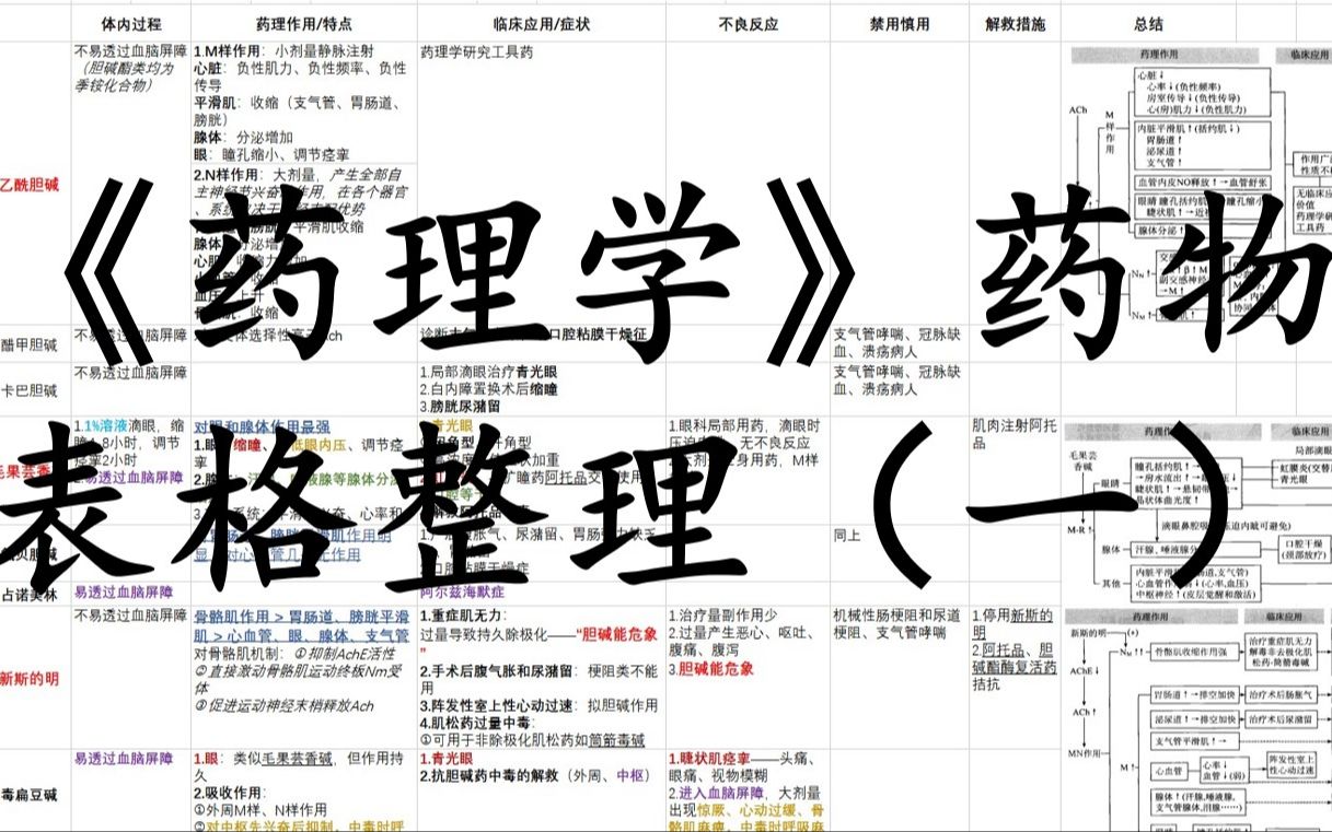 [图]《药理学》表格整理（一）传出神经系统