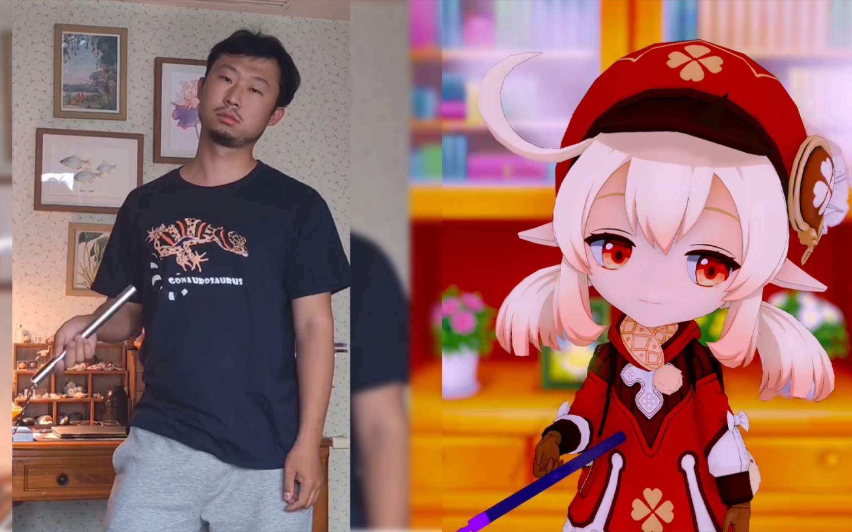 可莉式藏狐耍棍 真让人头大