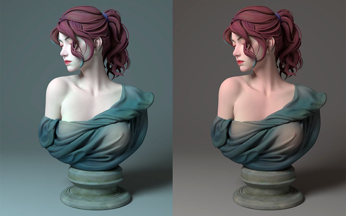 zbrush雕刻 女性角色3d模型制作 写实人物角色模型制作教程