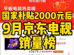 Скачать видео: 国家补贴2000元后，9月京东电视销量榜