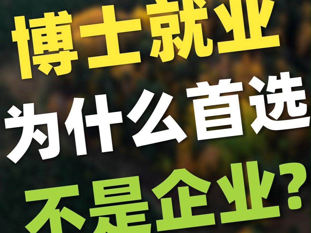 为什么博士们就业不首选企业?哔哩哔哩bilibili