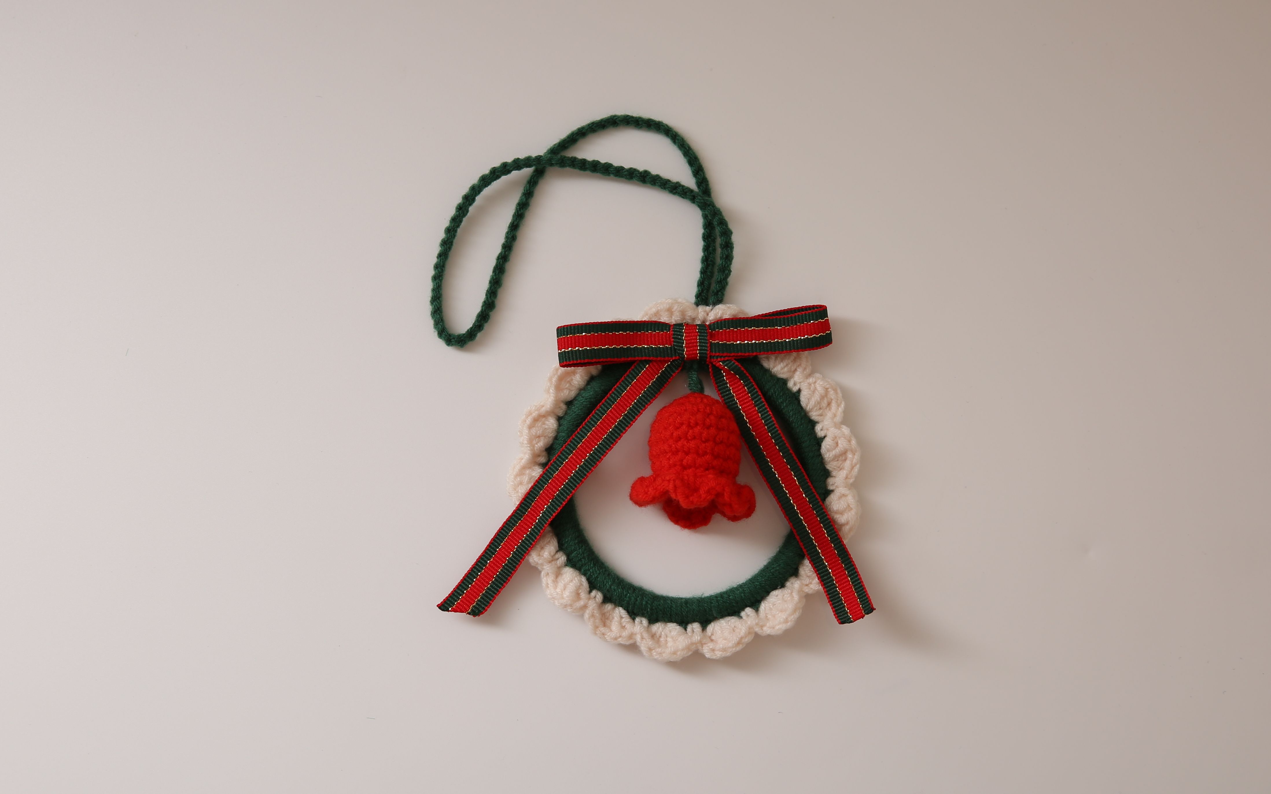 【新手编织教程】圣诞款汽车挂件 小挂件 毛线钩针diy手工编织教程 米