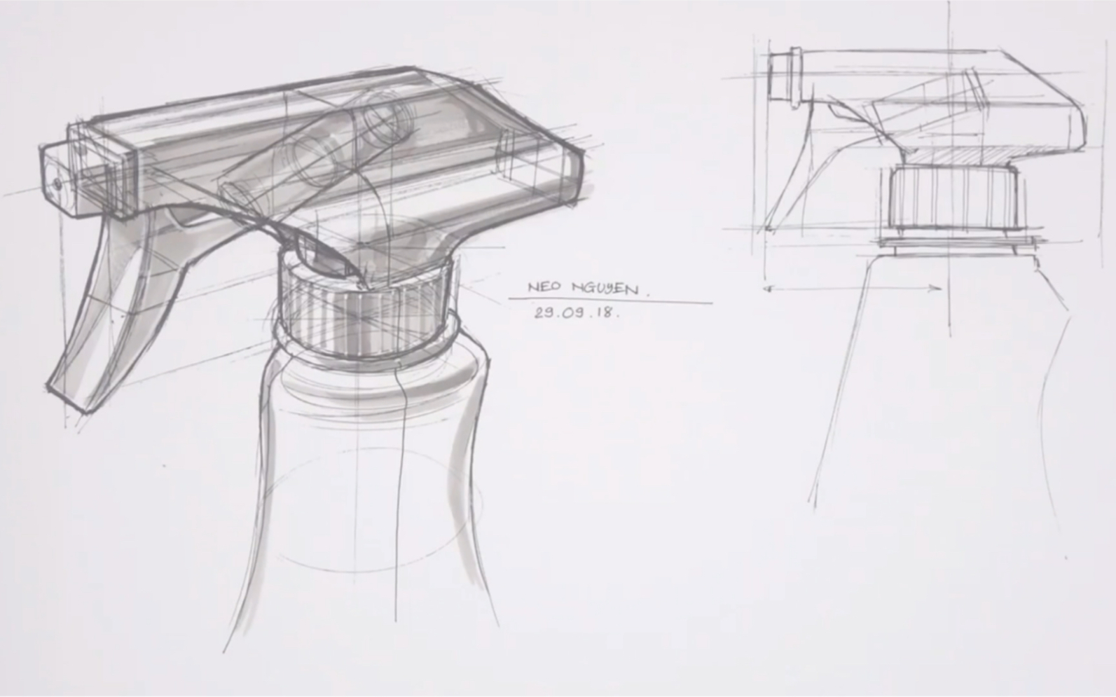 【工业设计手绘过程】喷头产品结构教程哔哩哔哩bilibili