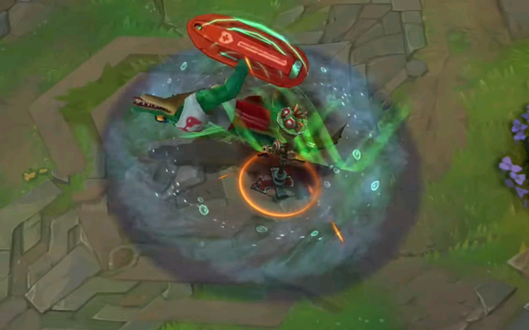 【lol手游】泳池派对 鳄鱼    鳄鱼爸爸终于有第二个皮肤了    上路杀