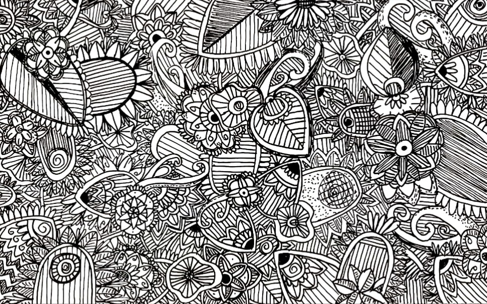 【久期若远】适合这个季节的植物禅绕画黑白线条画～(中间有段没录上