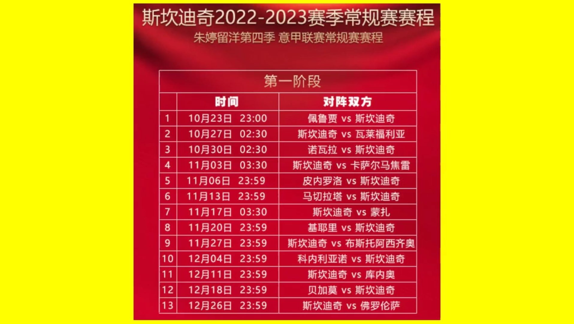斯坎迪奇2022-2023赛季意甲女排常规赛赛程时间如表格所示_哔哩哔哩