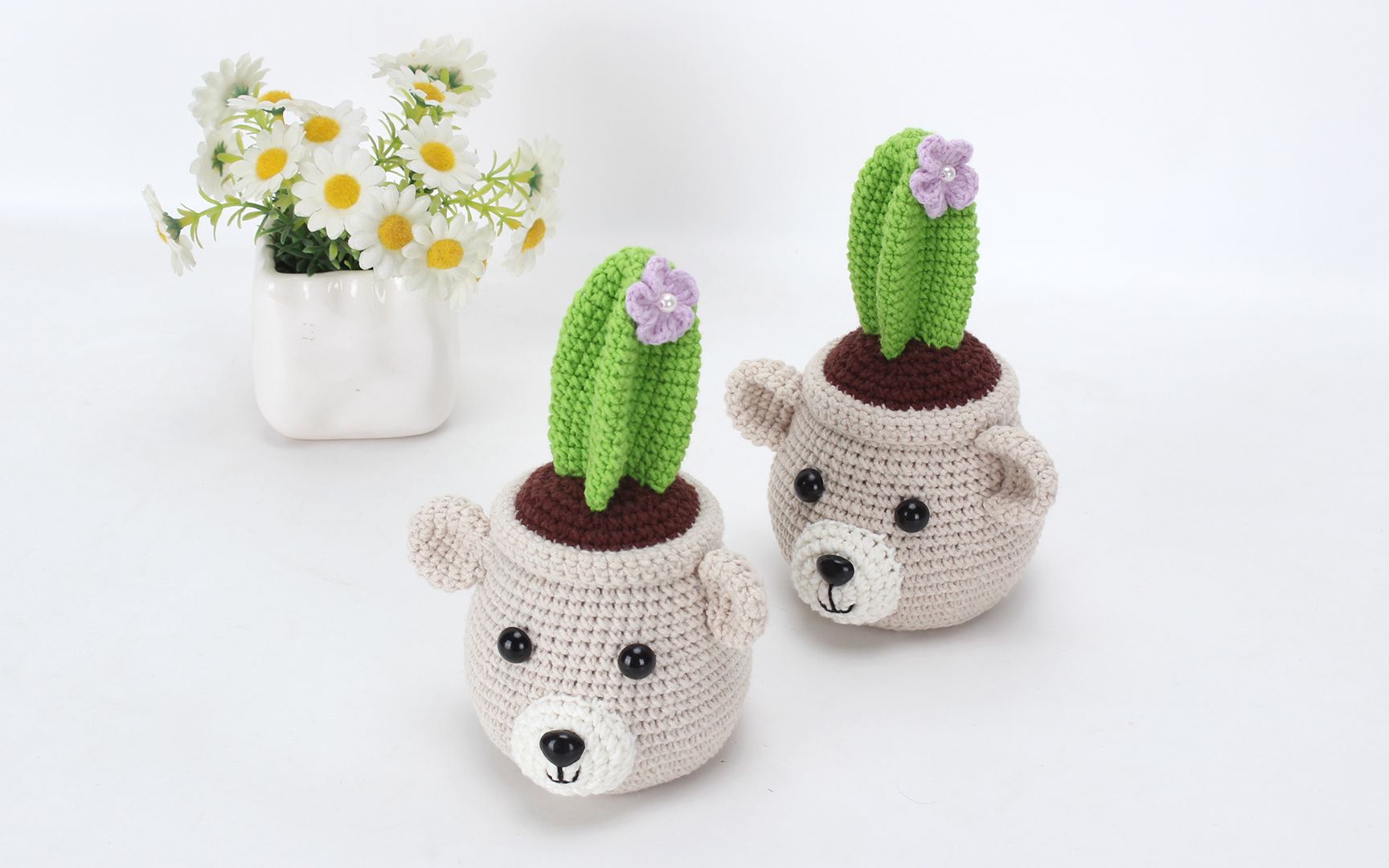 娟娟编织可爱小熊花盆仙人掌绿植盆栽第三集