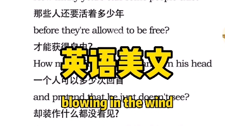 blowing in the wind.随风而逝.出自鲍勃迪伦的作品.非英语专业七仔每天的锻炼.英文美文朗读哔哩哔哩bilibili