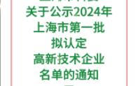 【上海市科委】:关于公示2024年上海市第一批拟认定高新技术企业名单的通知五哔哩哔哩bilibili