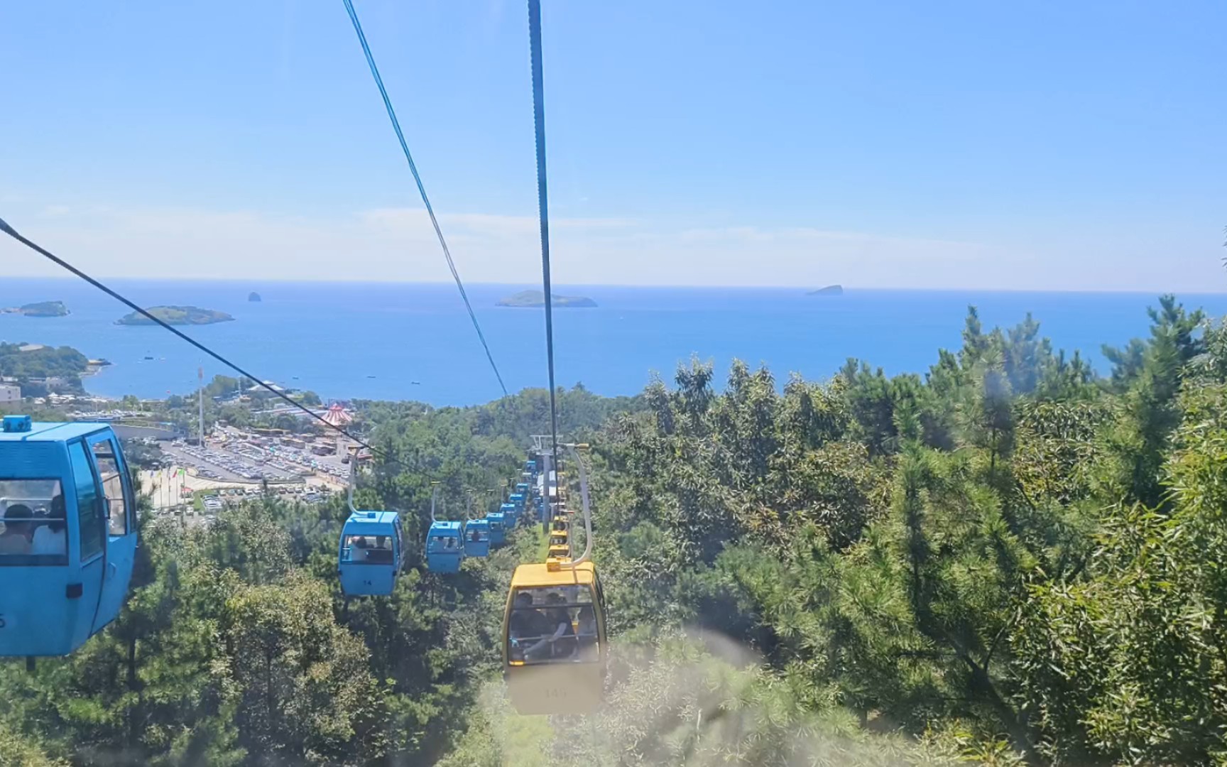 打车到森林动物园南门上,买紫色100元的票,莲花山顶下,再坐缆车北门下