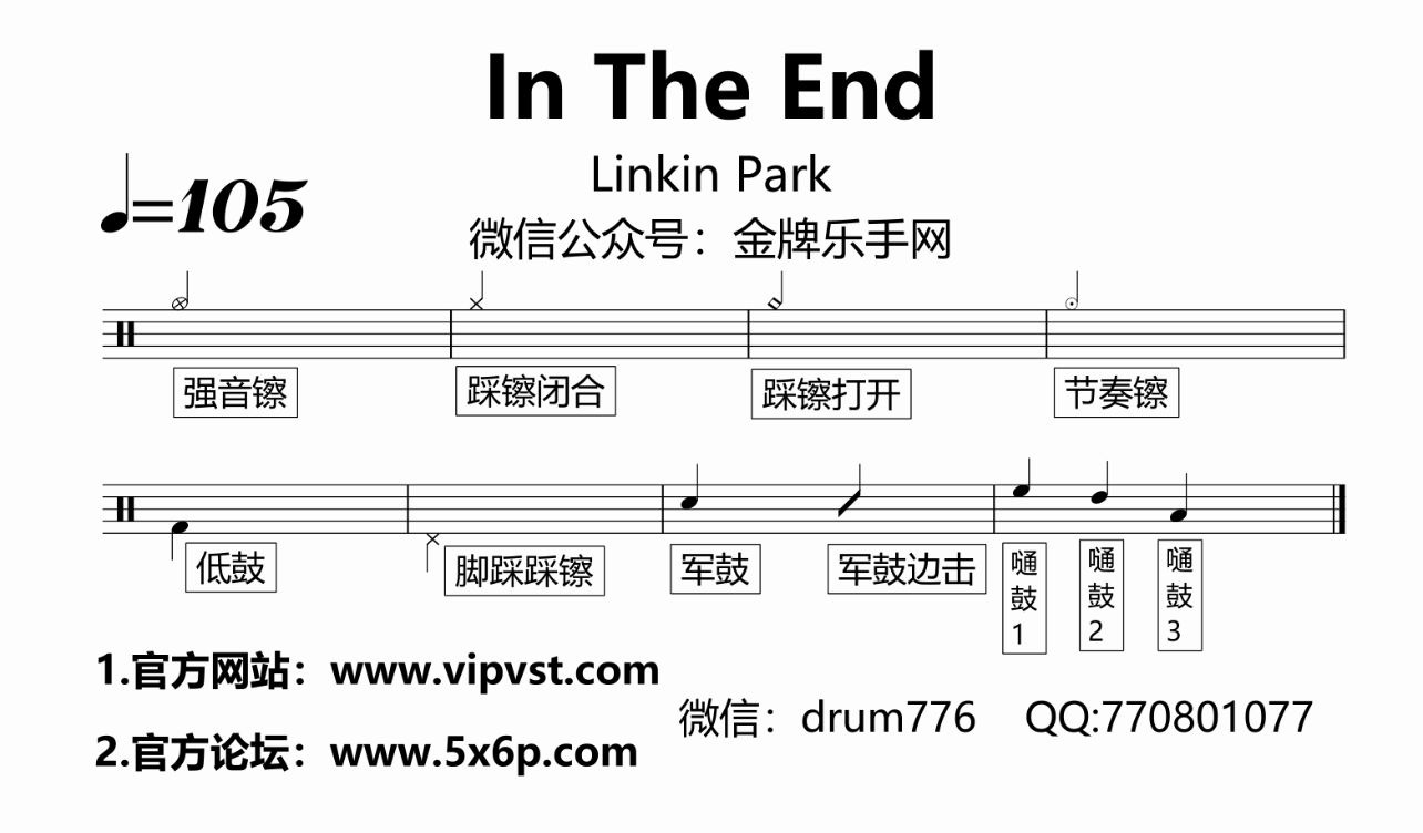 linkin park - in the end 鼓谱 动态鼓谱 drum cover