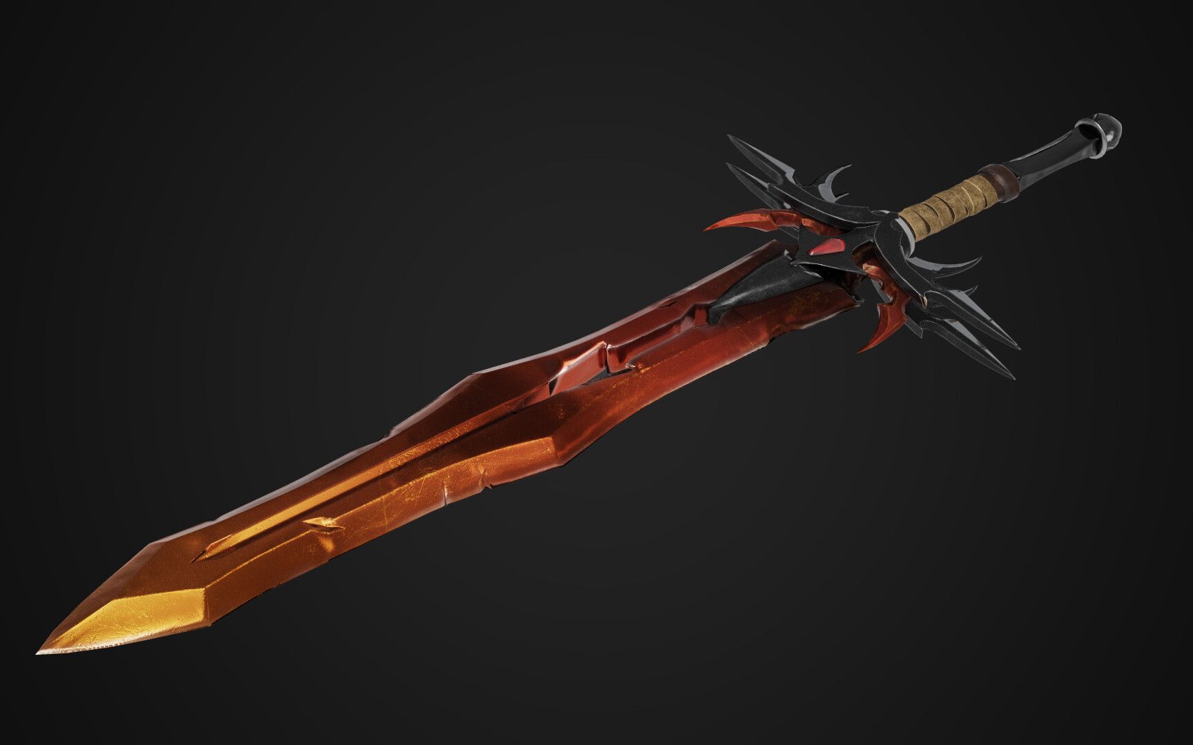 【3dmax零基础建模】游戏道具武器—赤红剑模型制作与详细解说