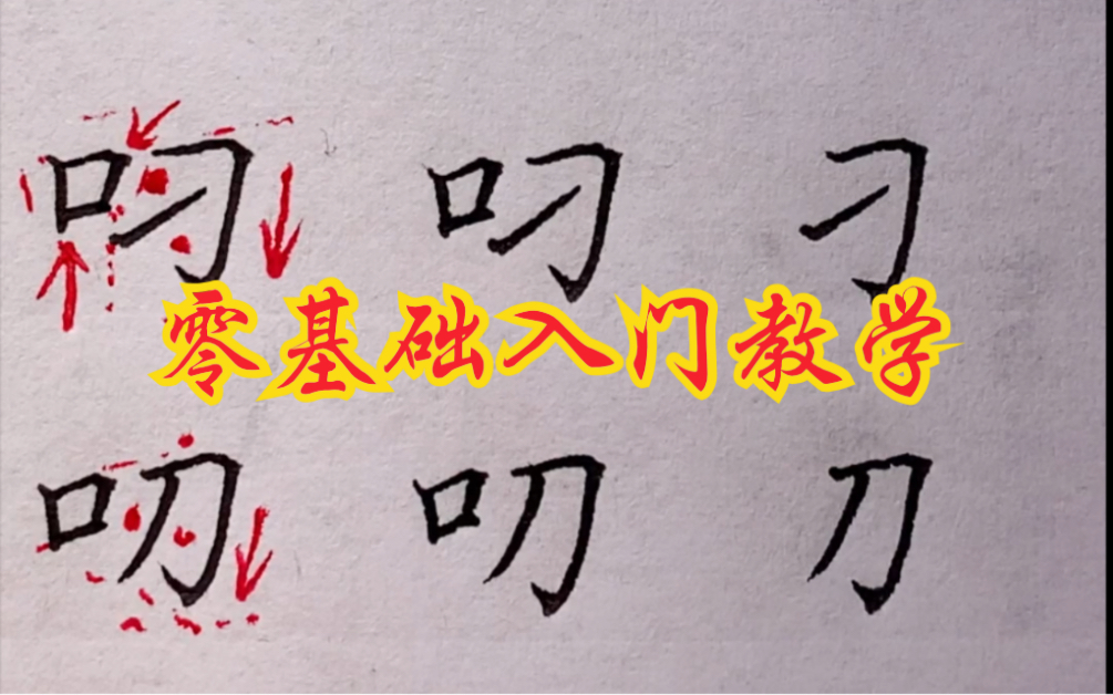 硬笔楷书零基础入门教学,偏旁部首——口字旁:叼、叨哔哩哔哩bilibili