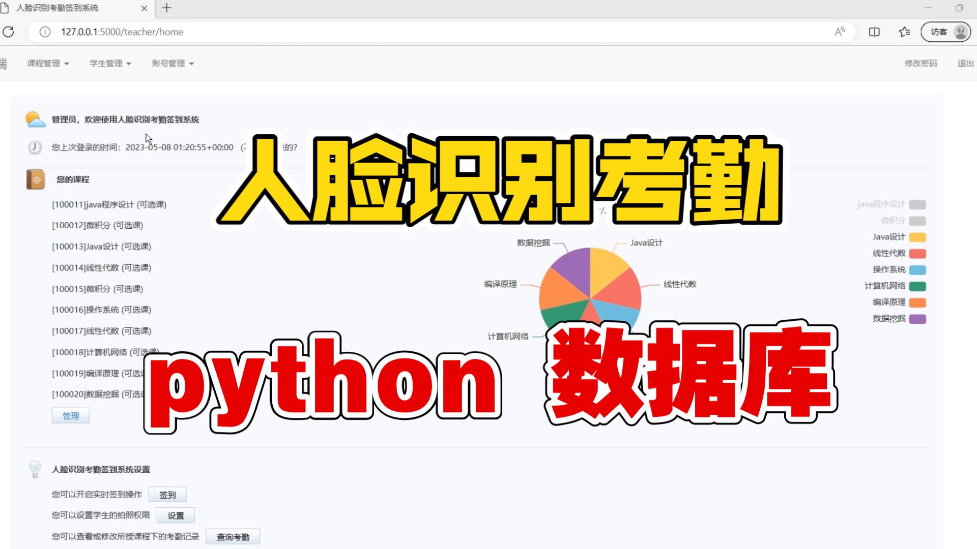 python人脸识别考勤签到系统 OpenCV+dlib+MySQL数据库 Flask框架 web网页 毕业设计哔哩哔哩bilibili