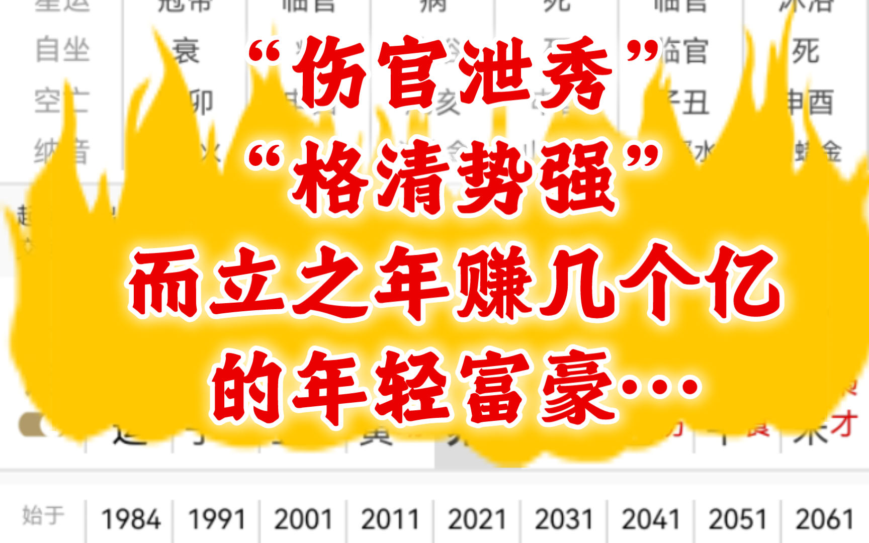 "伤官泄秀""格清势强"——白手起家,而立之年赚几亿的年轻富豪…97