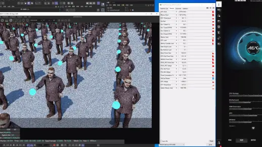 测试RTX 4090 在C4D的octane渲染器里面渲染实例分布克隆OC渲染测试 Cinema 4D测试