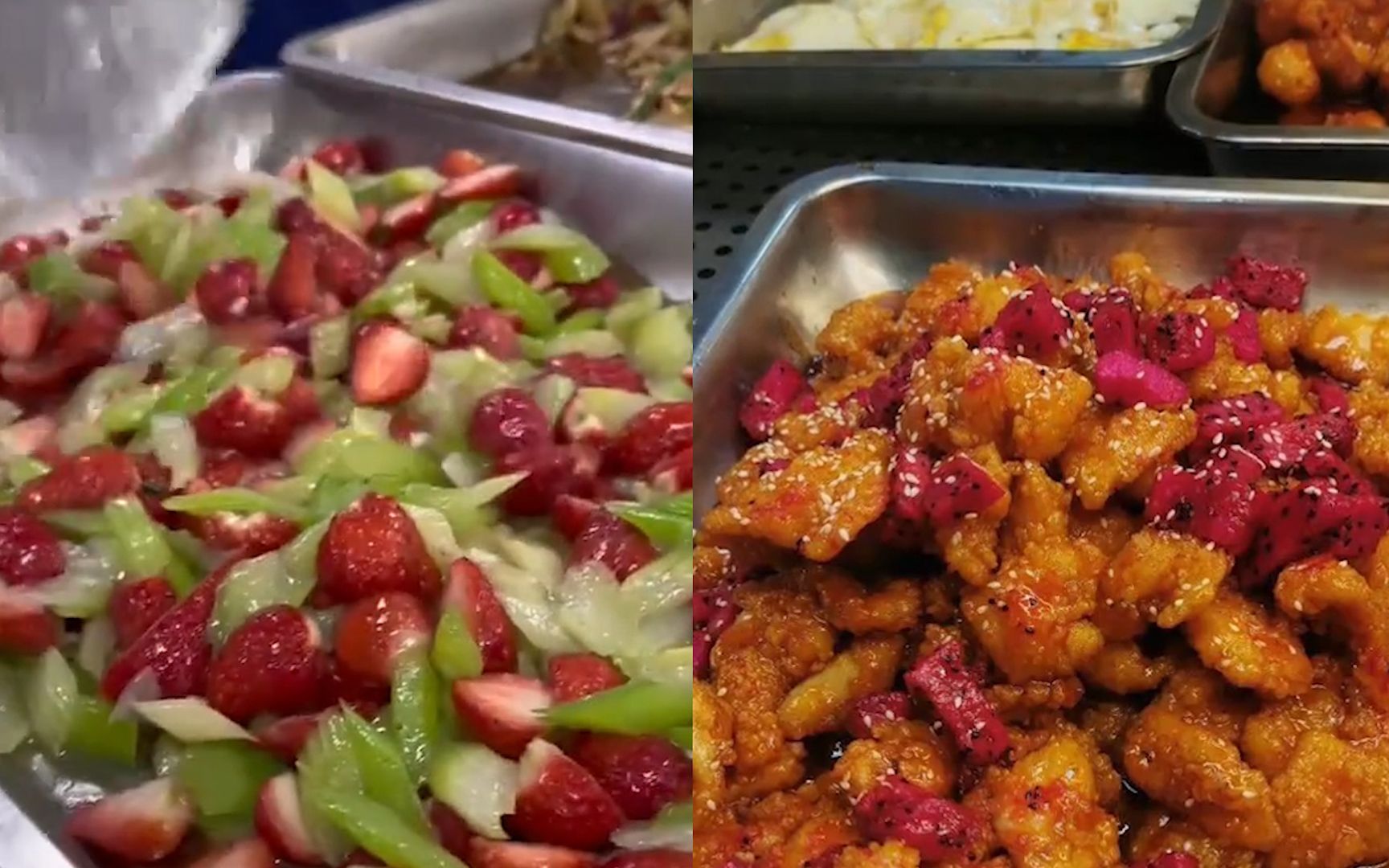 女大学生晒食堂黑暗料理,火龙果炒肉当场看懵网友:有创意味道好