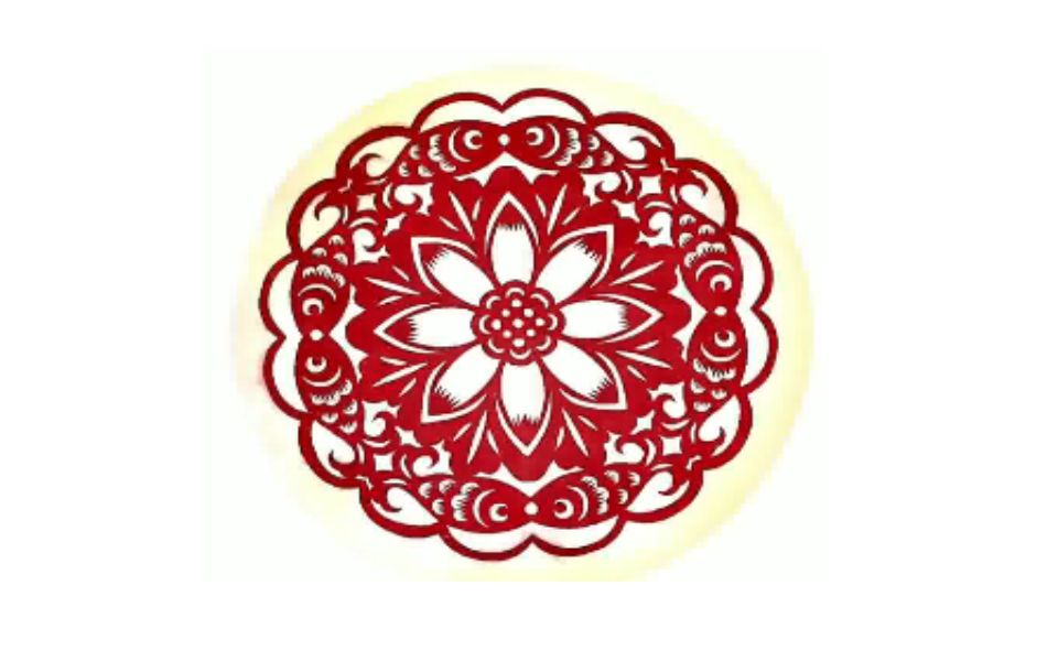 圆形团花鱼戏莲