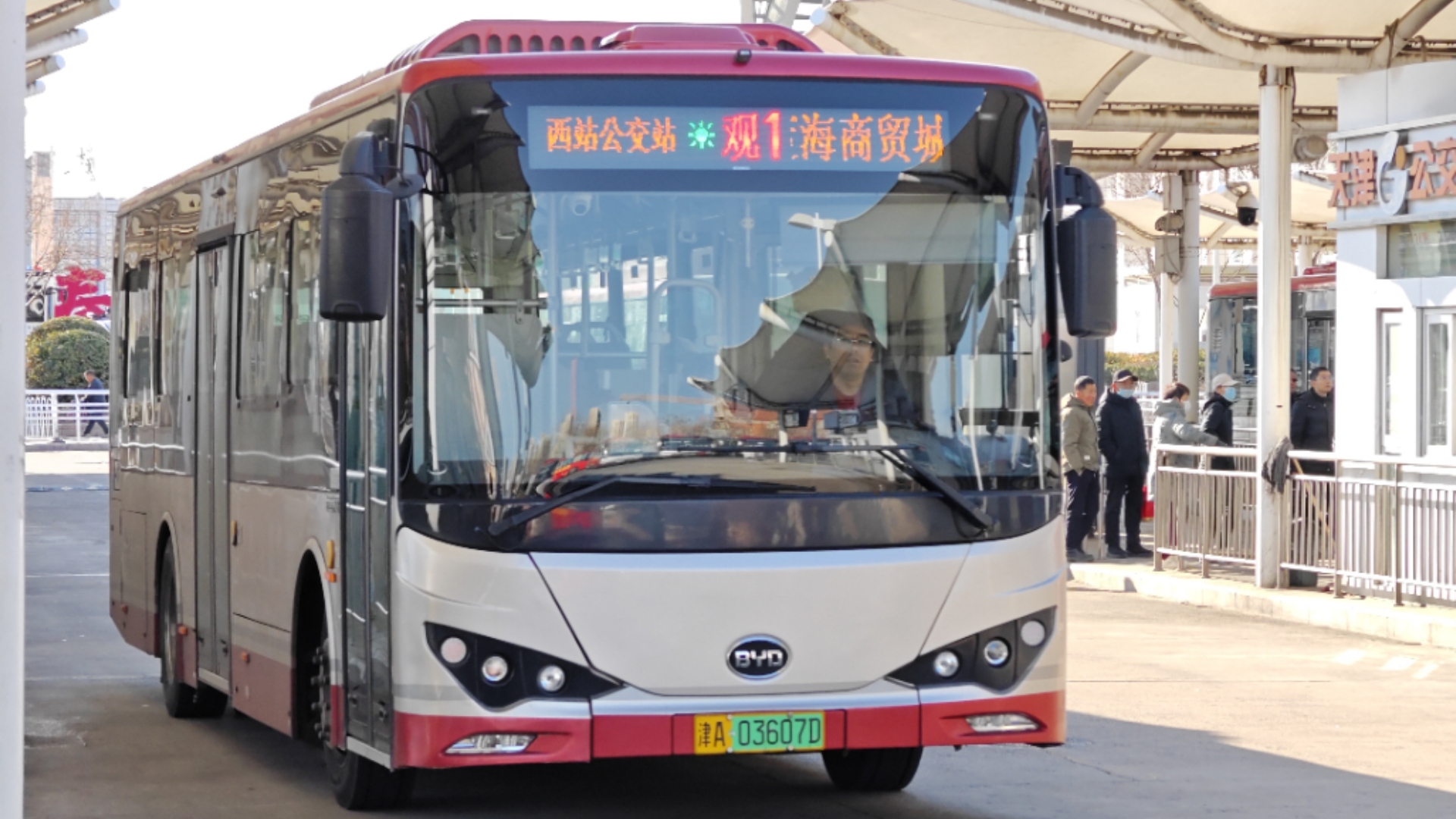 【天津公交】观光1路byd6100b3ev2行驶实录