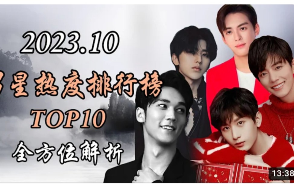 2023年10月内地男星热度排行榜TOP10全方位解析 Top 10哔哩哔哩bilibili