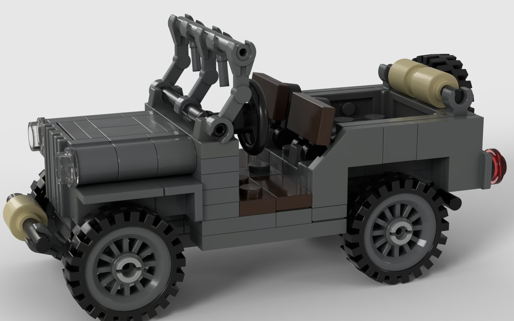 用乐高积木搭建一台二战经典美军吉普,没想到用积木还原度这么高_哔哩