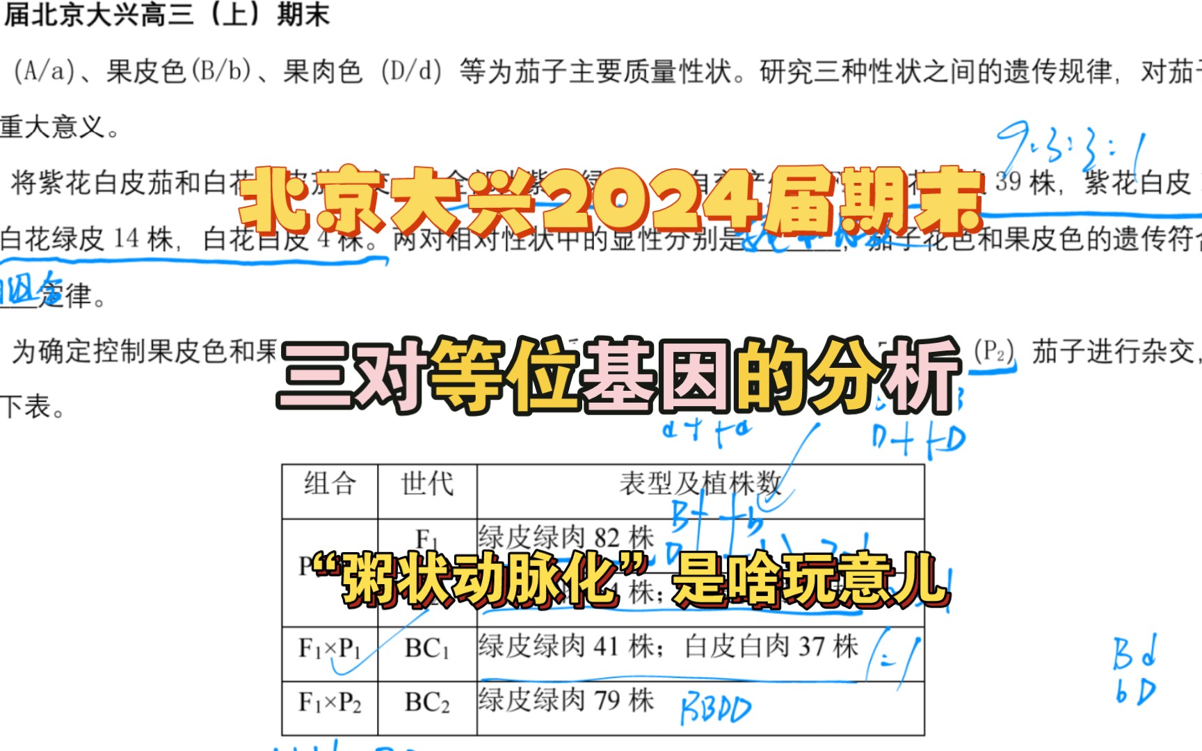 【高中生物遺傳大題每日一題】三對等位基因分析