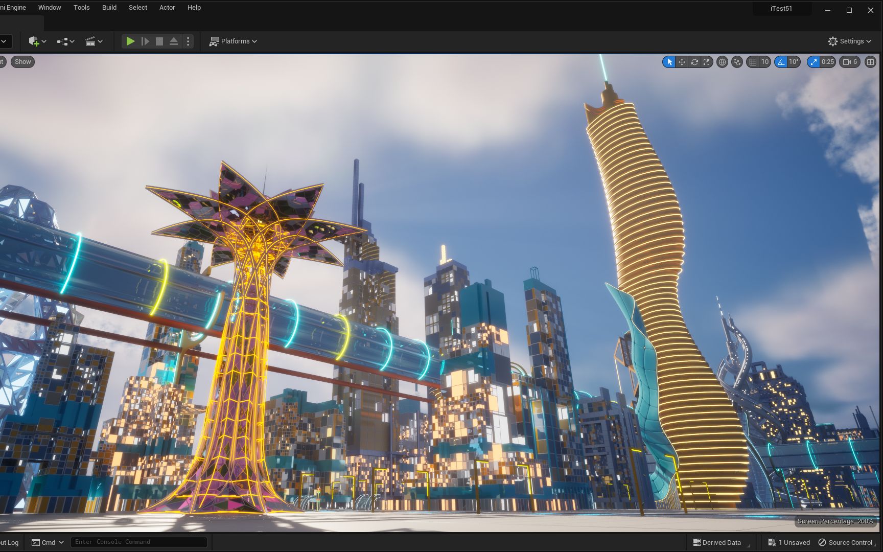 虚幻5 unreal engine 5 未来科幻城市酷炫异形建筑场景源文件3d模型