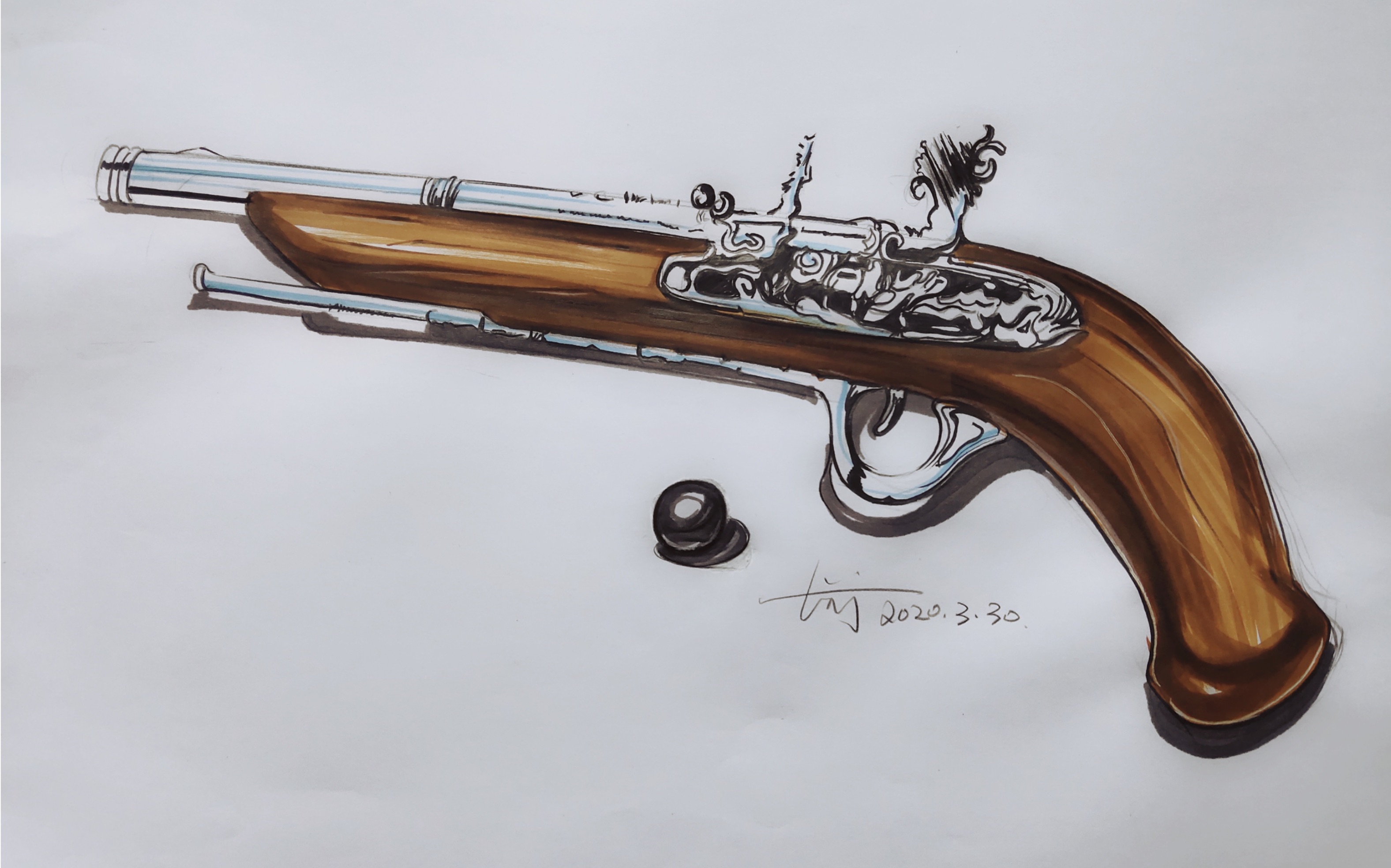 工业设计手绘一一马克笔木纹材质效果图表现_哔哩哔哩 (゜-゜)つロ