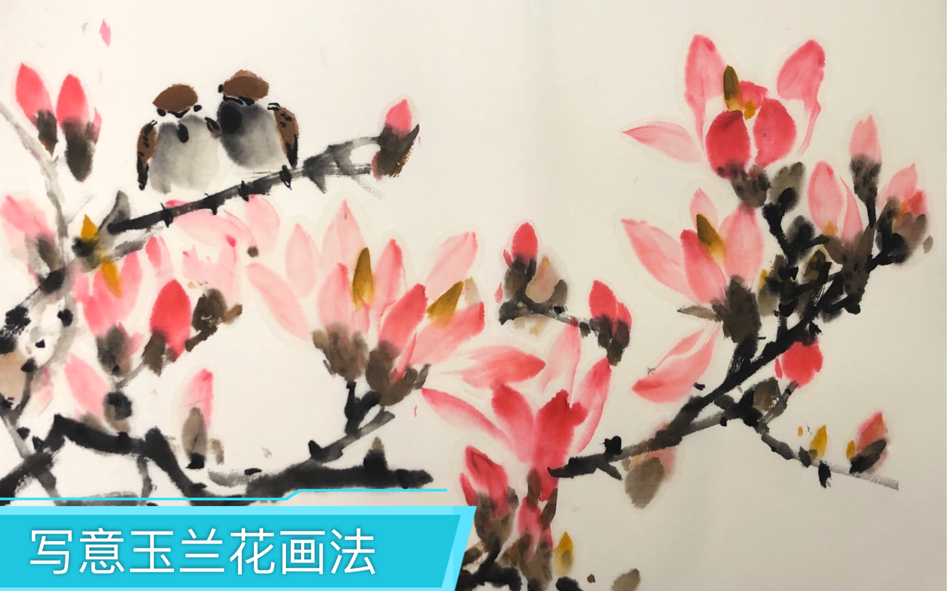 [图]写意玉兰花（红色）画法