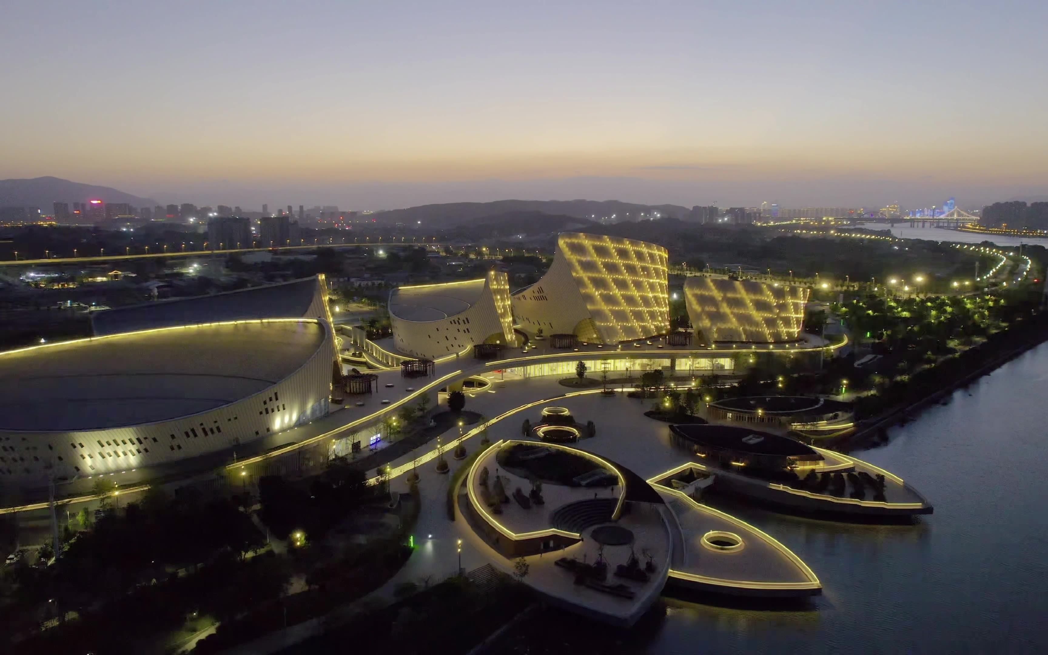 海峡艺术中心 大疆air2s夜景  4k hdr真彩
