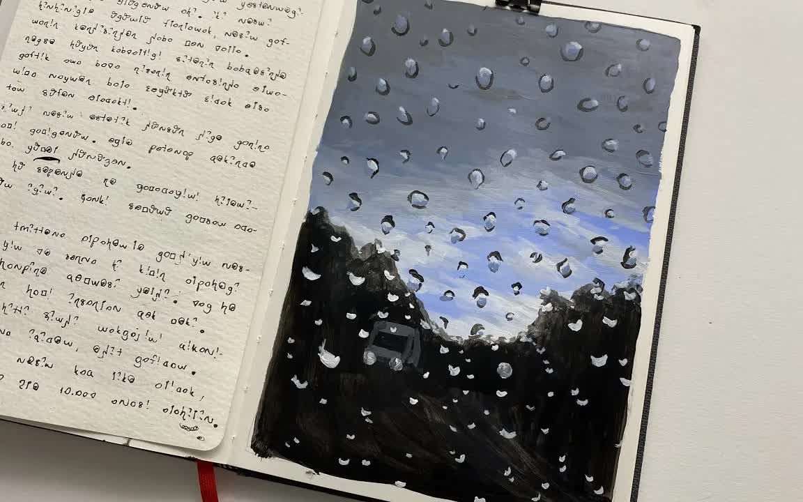 [图]【丙烯画】【绘画教程】写生簿系列-雨后-after the rain acrylic painting