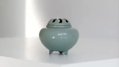 宋汝窯青釉緑釉三本足香炉  美品  陶磁器 宋汝窯天青釉三足洗中號香爐古董瓷器收藏書房擺件老貨真品