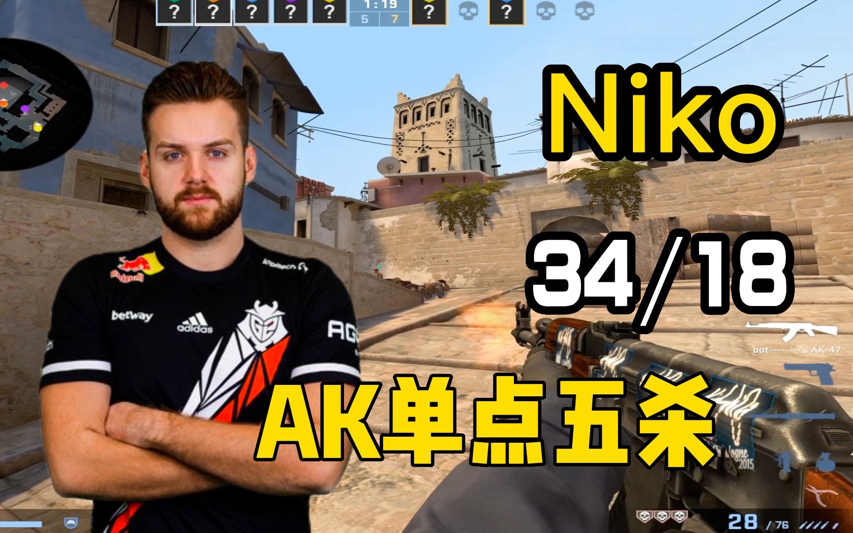【niko 尼公子ak单点五杀(34-18 faceit 第一视角 pov(荒漠迷城