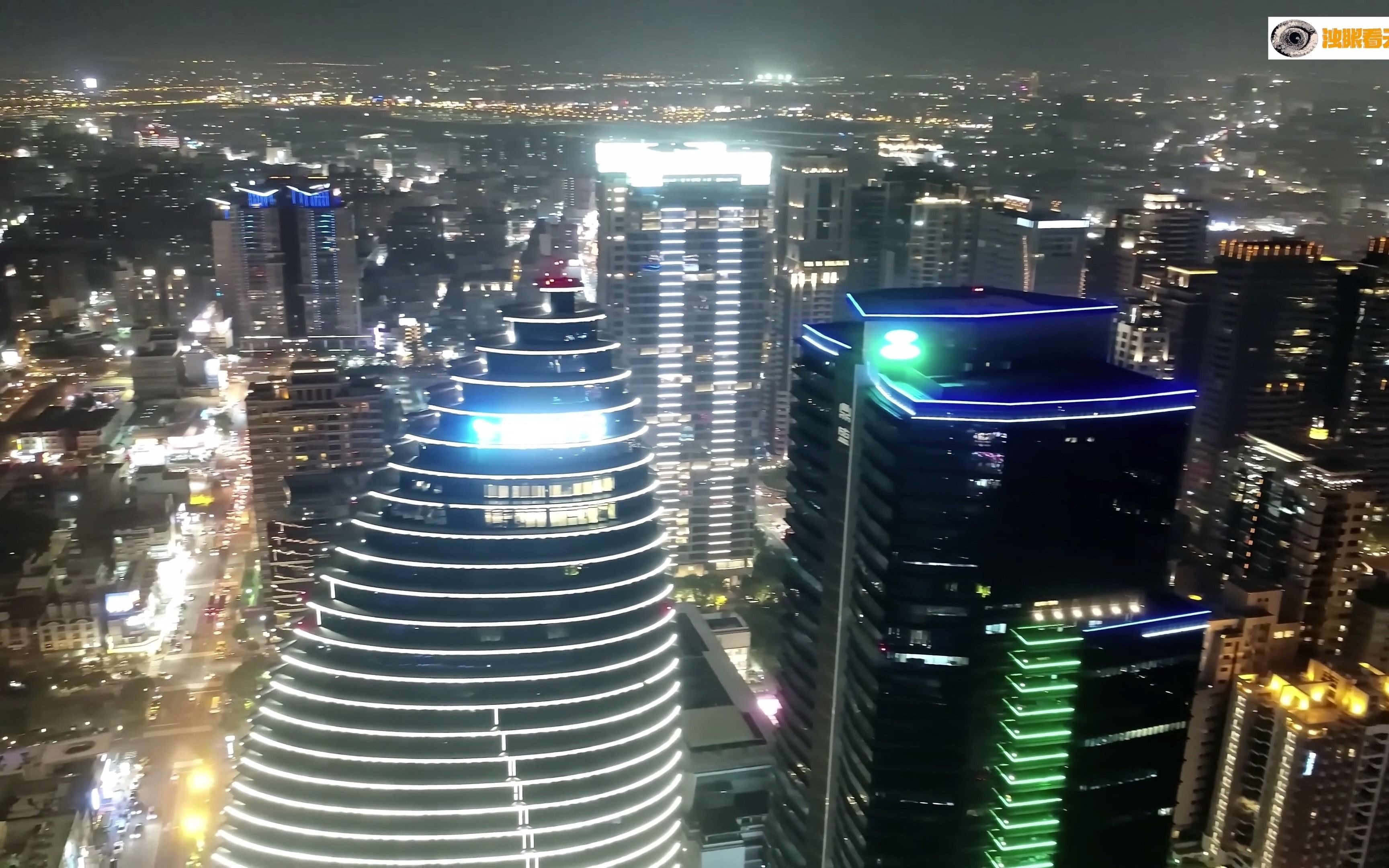 航拍台湾省-台中市夜景