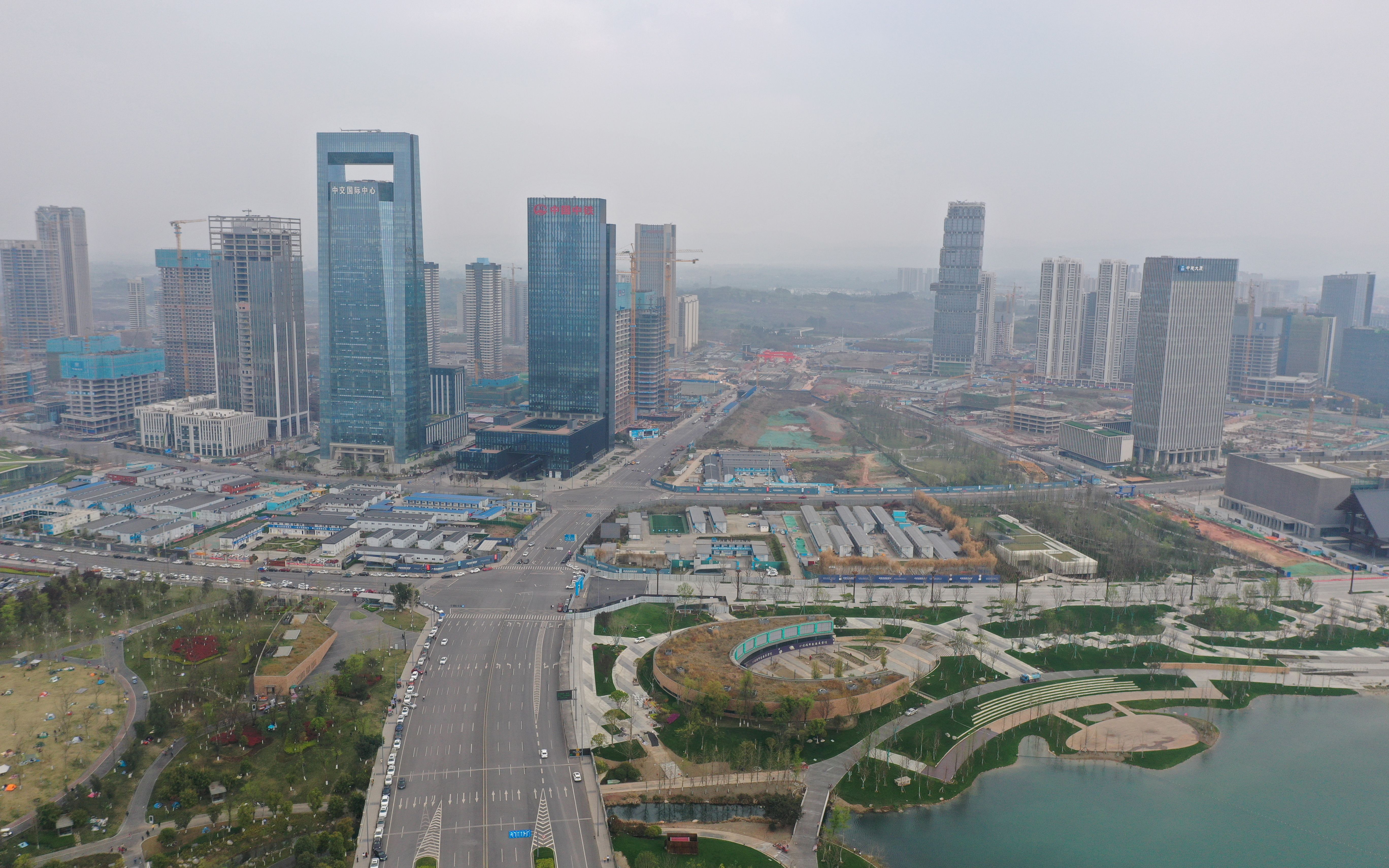 【航拍成都】在天府公园上空60秒俯瞰天府新区现状