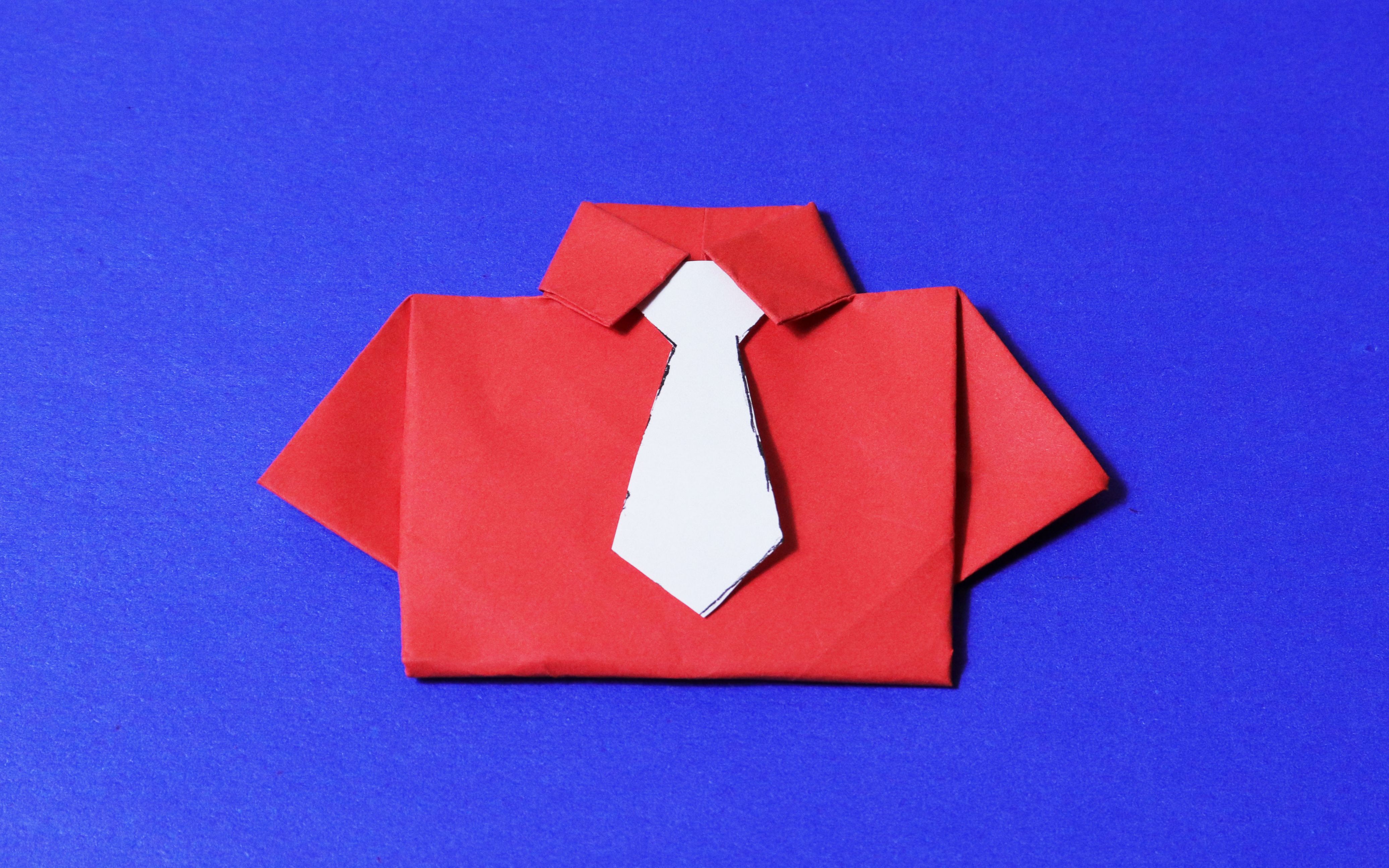 手工折纸如何制作一个带领带的衬衫折纸