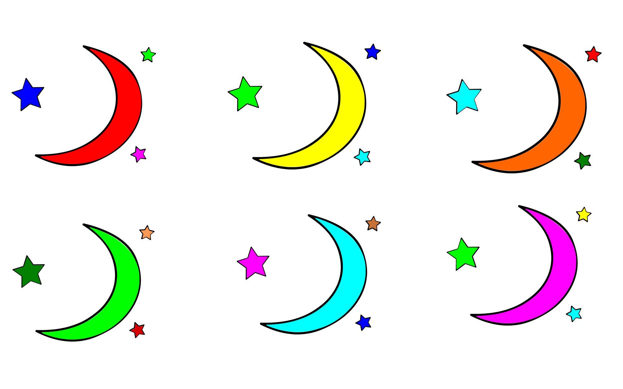 月亮星星简笔画 颜色图片