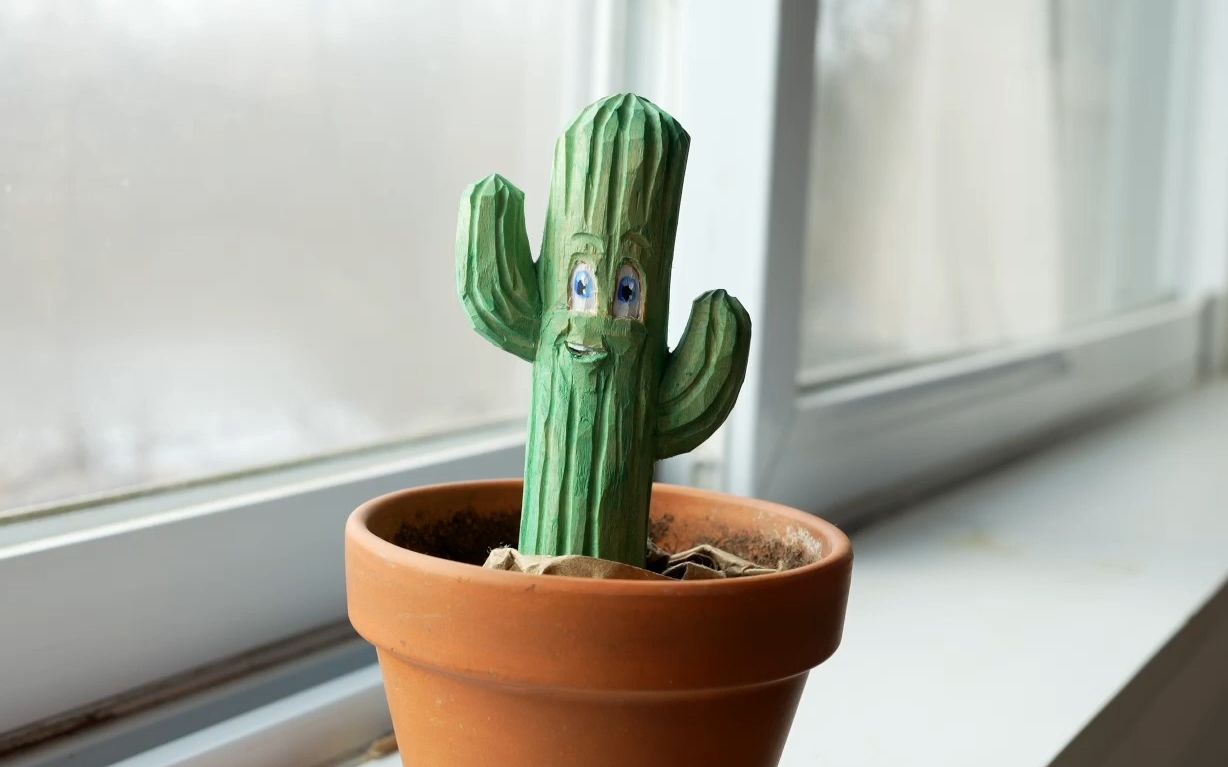 【木雕】新手向木雕教程-如何雕刻简单的仙人掌