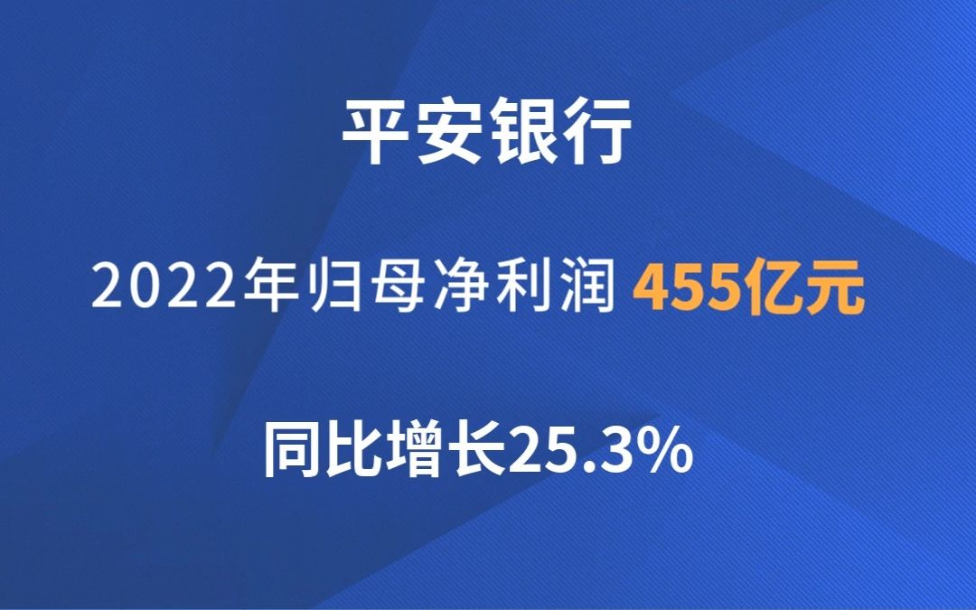 平安银行2022年实现归母净利润455亿元,同比增长25.3%哔哩哔哩bilibili