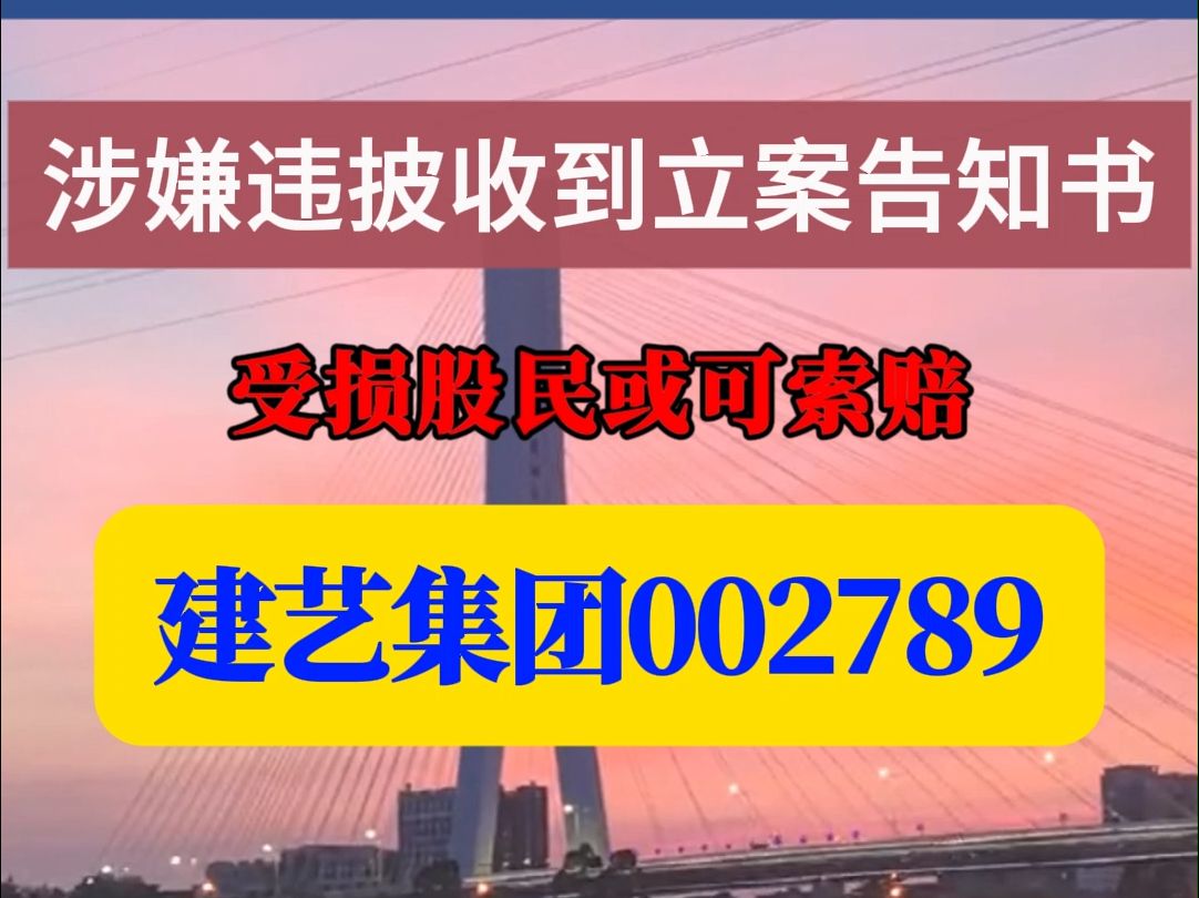 建艺集团002789涉嫌违披被立案,受损股民或可关注索赔哔哩哔哩bilibili